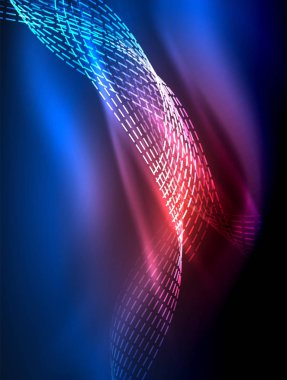 Zarif neon akan şeritler, ışık efektleri ile yumuşak dalgalar