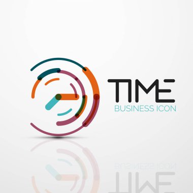 Vektör soyut logo fikri, zaman kavramı veya saat iş simgesi