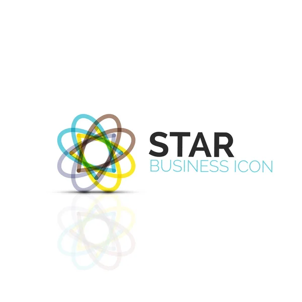 Abstrakt blomma eller stjärna minimalistisk linjär ikon, tunn linje geometriska platt symbol för business ikon design, abstrakt knappen eller emblem — Stock vektor