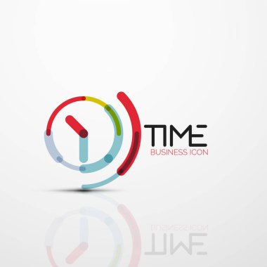 Vektör soyut logo fikri, zaman kavramı veya saat iş simgesi
