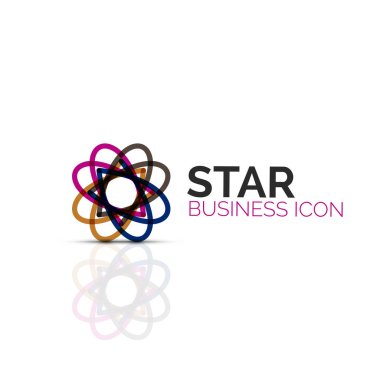 Soyut çiçek ya da yıldız minimalist doğrusal simgesi, ince çizgi geometrik düz simgesi iş simgesi tasarım, düğmesi veya amblem