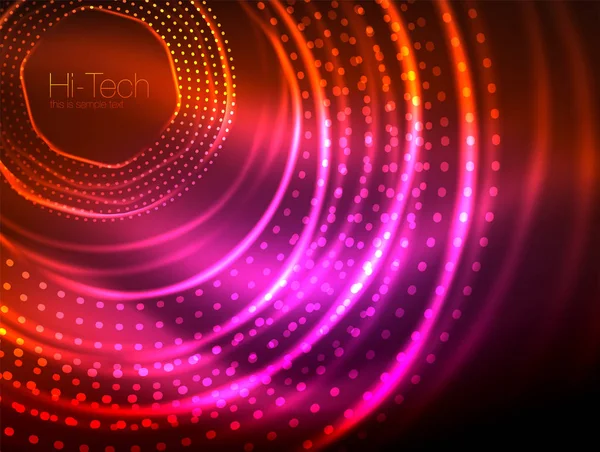 Magie Neon Kreis Form abstrakten Hintergrund, glänzende Lichteffekt Vorlage für Web-Banner, Business-oder Technologie-Präsentation Hintergrund oder Elemente, Vektorillustration — Stockvektor