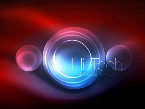 Homályos neon izzó kör, High-tech, modern buborék sablon, techno izzó üveg kerek formák vagy szférában. Geometrikus, absztrakt háttér — Stock Vector