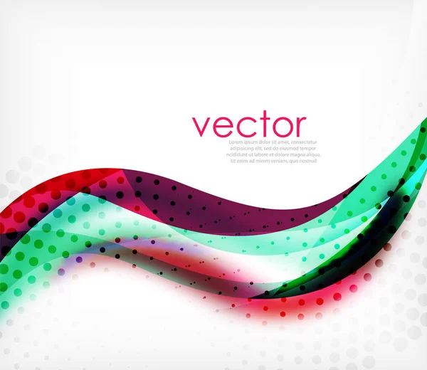 Vector kleurrijke golvende streep op witte achtergrond met wazig effecten. Vector digitale techno abstracte achtergrond — Stockvector