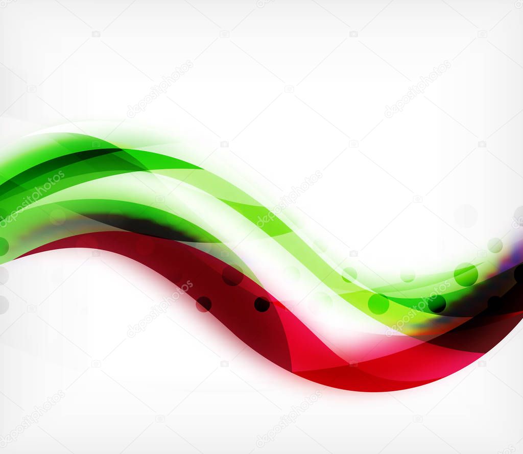 Vector colorful wavy stripe on white background with blurred effects. Vector digital techno abstract background