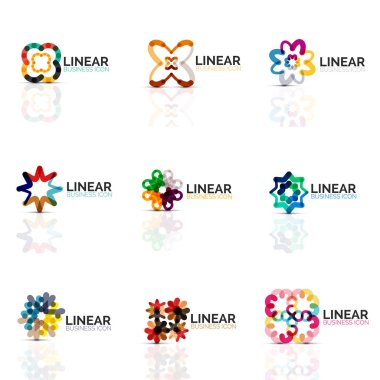 Dizi geometrik minimalist soyut simgeleri, yıldızlar ve çiçekler, iş moda ya da güzellik kavramı