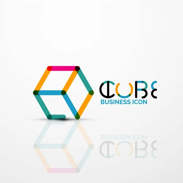 Cubo idea concepto logo, línea — Archivo Imágenes Vectoriales