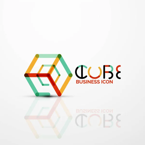 キューブのアイデア コンセプト ロゴ、ライン — ストックベクタ