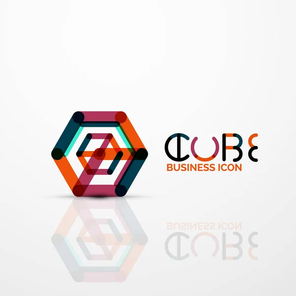 Cubo idea concepto logo, línea — Archivo Imágenes Vectoriales