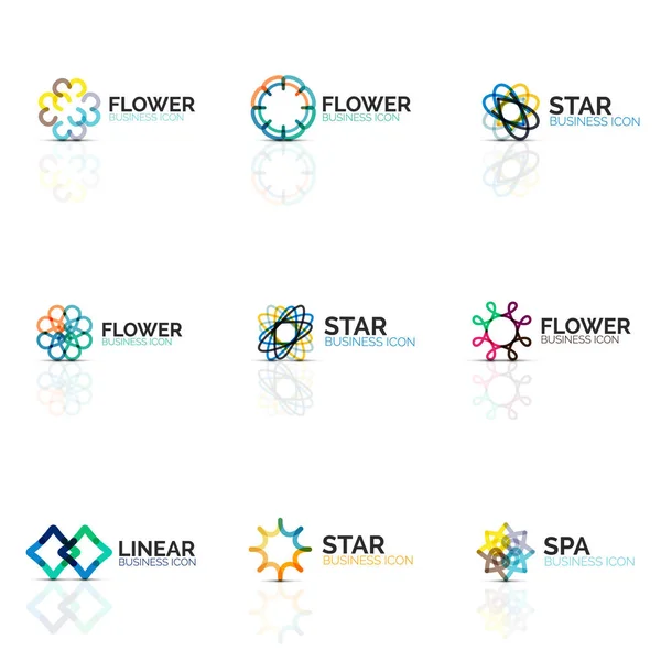 Set abstrakter linearer Symbole für Blumen oder Sterne, geometrische flache Symbole für das Design von Unternehmensikonen, abstrakte Knöpfe oder Embleme — Stockvektor