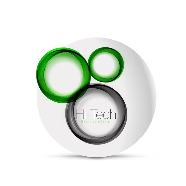 Κύκλο web διάταξη - techno ψηφιακές σφαίρες - web banner, το κουμπί ή το εικονίδιο με το κείμενο. Στιλπνή για γαρνίρισμα χρώμα αφηρημένη κύκλο σχεδίασης, hi-tech φουτουριστικό σύμβολο με δακτυλίους χρώμα και γκρι μεταλλικό στοιχείο — Διανυσματικό Αρχείο