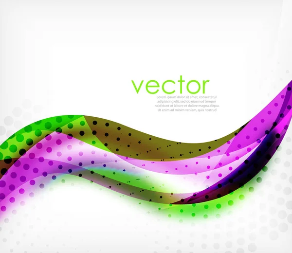 Vector colorido raya ondulada sobre fondo blanco con efectos borrosos. Vector digital techno abstract background — Archivo Imágenes Vectoriales