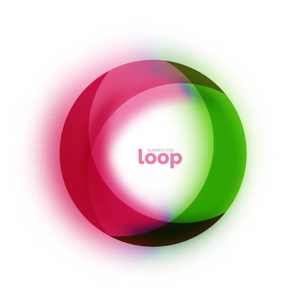 Loop cerchio icona aziendale, creato con vetro forme di colore trasparente — Vettoriale Stock