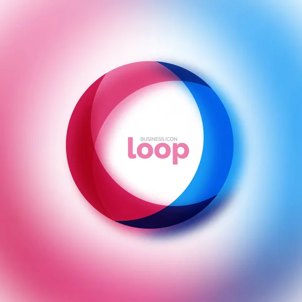 Ícone de negócio de círculo de loop, criado com formas de cores transparentes de vidro — Vetor de Stock