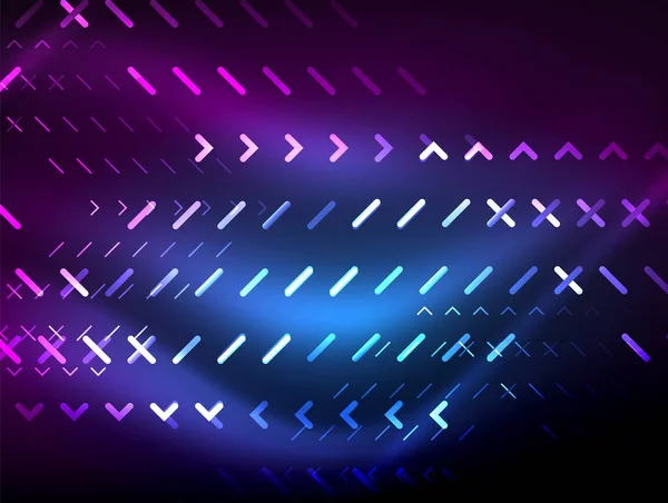 Futuristické neonová světla na tmavém pozadí, digitální abstraktní techno pozadí — Stockový vektor