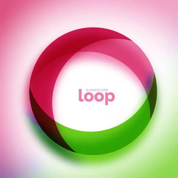 Loop cerchio icona aziendale, creato con vetro forme di colore trasparente — Vettoriale Stock