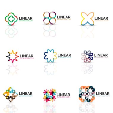 Dizi geometrik minimalist soyut simgeleri, yıldızlar ve çiçekler, iş moda ya da güzellik kavramı