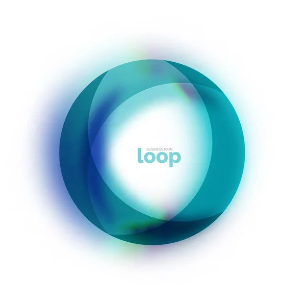 Loop circle business icon, created with glass transparent color shapes — Stock Vector