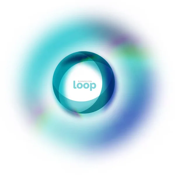 Ícone de negócio de círculo de loop, criado com formas de cores transparentes de vidro — Vetor de Stock