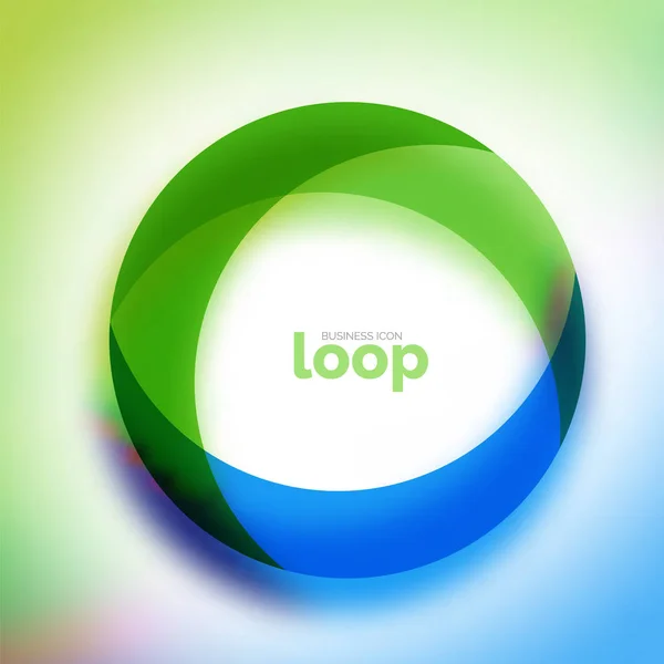 Ícone de negócio de círculo de loop, criado com formas de cores transparentes de vidro — Vetor de Stock