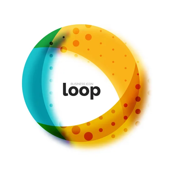 Ícone de negócio de círculo de loop, criado com formas de cores transparentes de vidro — Vetor de Stock