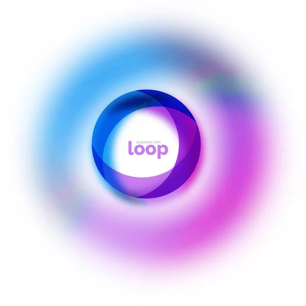 Ícone de negócio de círculo de loop, criado com formas de cores transparentes de vidro — Vetor de Stock