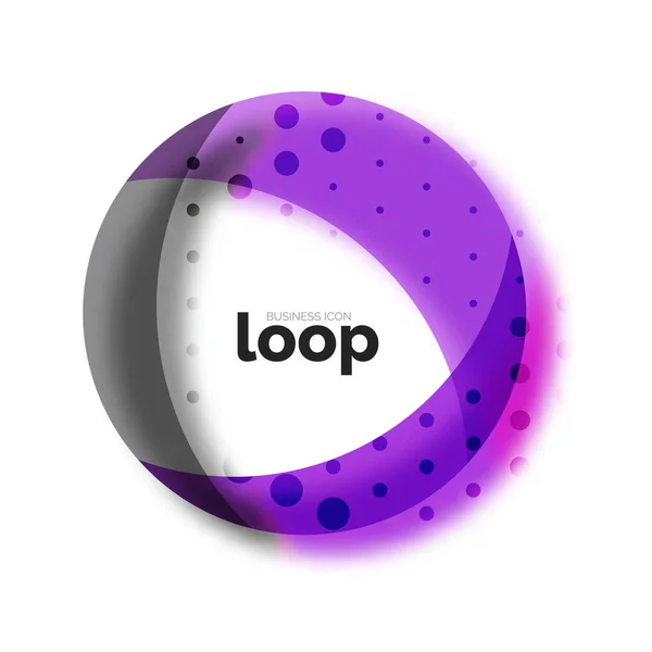Ikon bisnis lingkaran loop, dibuat dengan bentuk warna transparan kaca - Stok Vektor