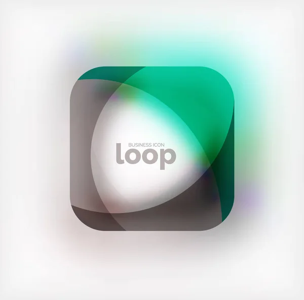 Símbolo de negócio de loop quadrado vetorial, ícone geométrico criado de ondas, com sombra turva —  Vetores de Stock