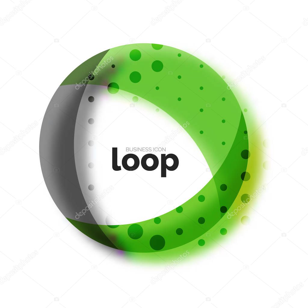 Loop circle business icon, created with glass transparent color shapes