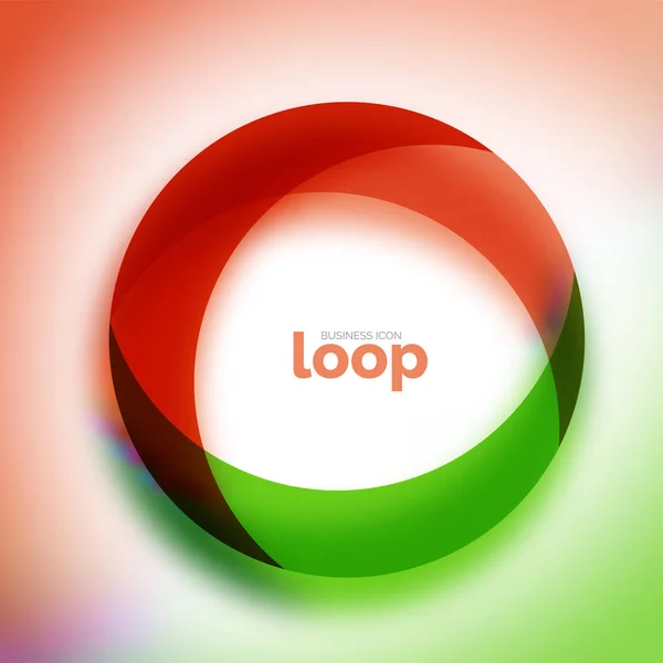 Ícone de negócio de círculo de loop, criado com formas de cores transparentes de vidro — Vetor de Stock