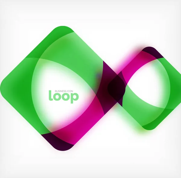 Símbolo de negócio de loop quadrado vetorial, ícone geométrico criado de ondas, com sombra turva — Vetor de Stock