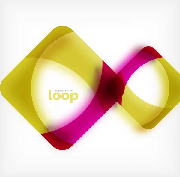 Vector de bucle cuadrado símbolo de negocio, icono geométrico creado de ondas, con sombra borrosa — Archivo Imágenes Vectoriales