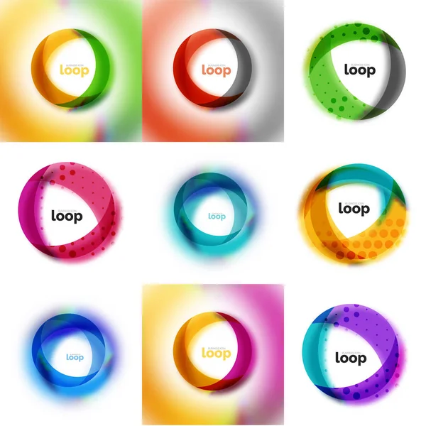 Set of loop, infinity business icons, abstract concept created with transparent shapes and blurred effects — Stock Vector
