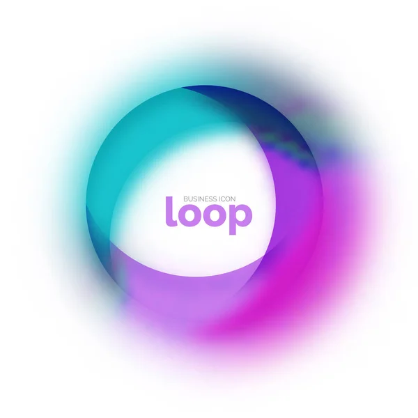 Ikon bisnis lingkaran loop, dibuat dengan bentuk warna transparan kaca - Stok Vektor