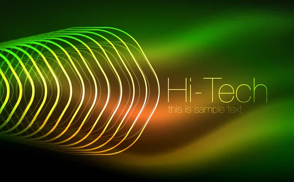 Décrivez les hexagones, les formes géométriques lumineuses, le fond abstrait techno numérique — Image vectorielle