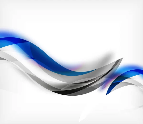 Vector kleurrijke golvende streep op witte achtergrond met wazig effecten. Vector digitale techno abstracte achtergrond — Stockvector
