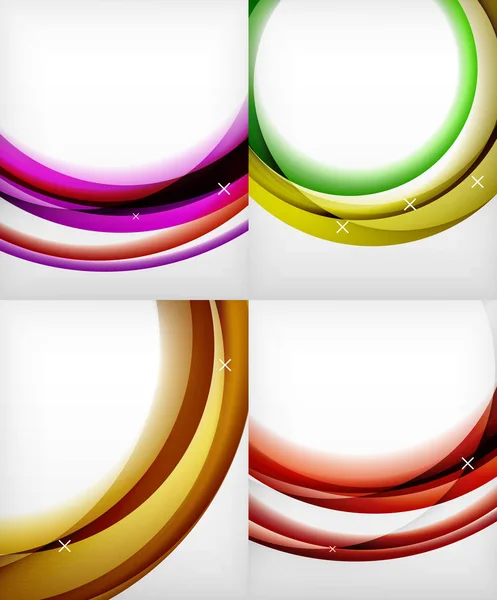 Conjunto de ondas de vidrio brillante, fondos abstractos vectoriales, plantillas de efectos de luz brillante para banner web, fondo o elementos de presentación de negocios o tecnología — Vector de stock