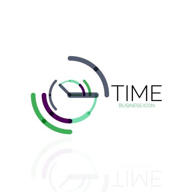 Vektör soyut logo fikri, zaman kavramı veya saat iş simgesi. Yaratıcı logo tasarım şablonu