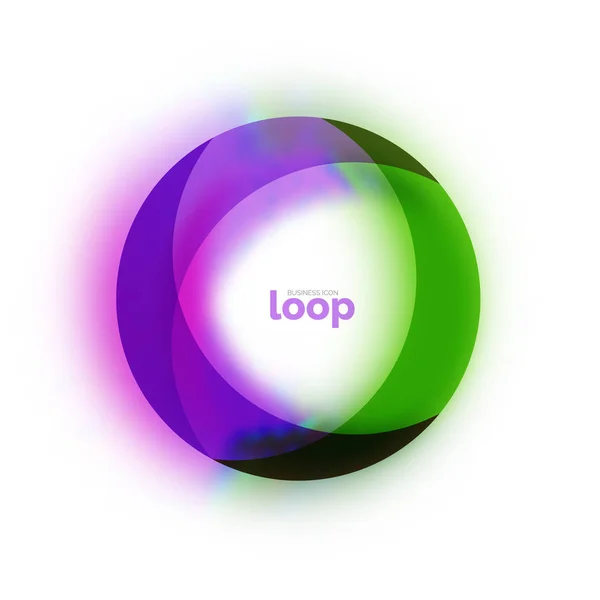 Loop kruhu obchodní ikonu, vytvořené s tvary skla, transparentní barva — Stockový vektor