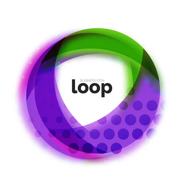 Cercle de boucle icône d'affaires, créé avec des formes de couleur transparentes en verre — Image vectorielle