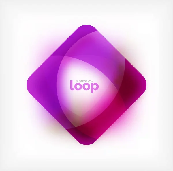 Símbolo de negócio de loop quadrado vetorial, ícone geométrico criado de ondas, com sombra turva — Vetor de Stock