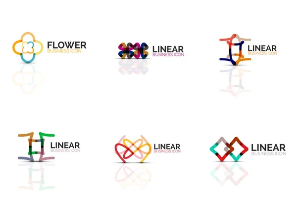 Conjunto de ícones lineares abstratos de flores ou estrelas minimalistas, símbolos planos geométricos de linha fina para design de ícones de negócios, botões abstratos ou emblemas — Vetor de Stock