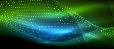 Koyu, parlak hareket, sihirli alan ışık parlayan soyut dalga. Techno arka plan