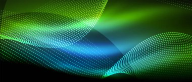 Koyu, parlak hareket, sihirli alan ışık parlayan soyut dalga. Techno arka plan