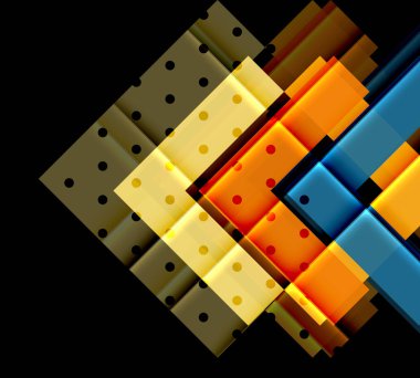 Renkli üçgenler ve oklar koyu arka plan üzerinde