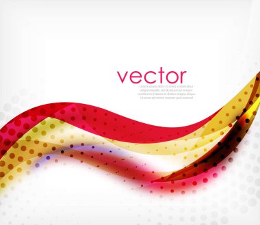 Vektör bulanık etkileri ile beyaz arka plan üzerinde renkli dalgalı şerit. Vektör dijital techno arka plan