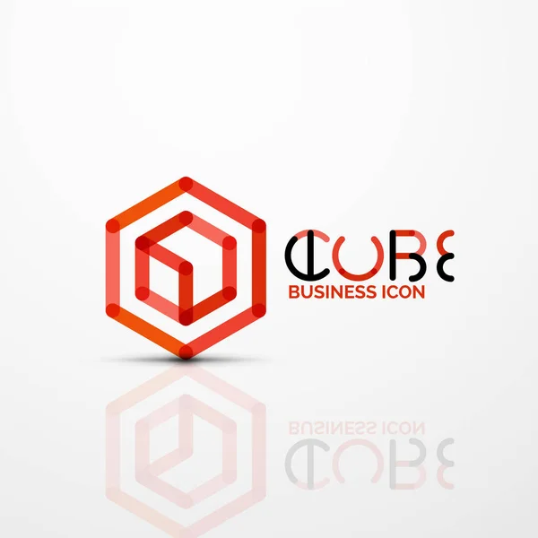 Cubo idea concepto logo, línea — Vector de stock