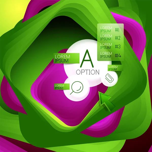 Giro giratorio de fondo cuadrado, rectángulos de color con efecto de mezcla escalonada con infografías de muestra o eslogan. Plantilla de presentación empresarial. Vector fondo abstracto — Archivo Imágenes Vectoriales