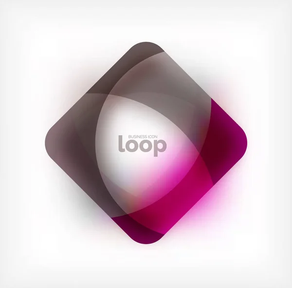 Vector de bucle cuadrado símbolo de negocio, icono geométrico creado de ondas, con sombra borrosa — Vector de stock