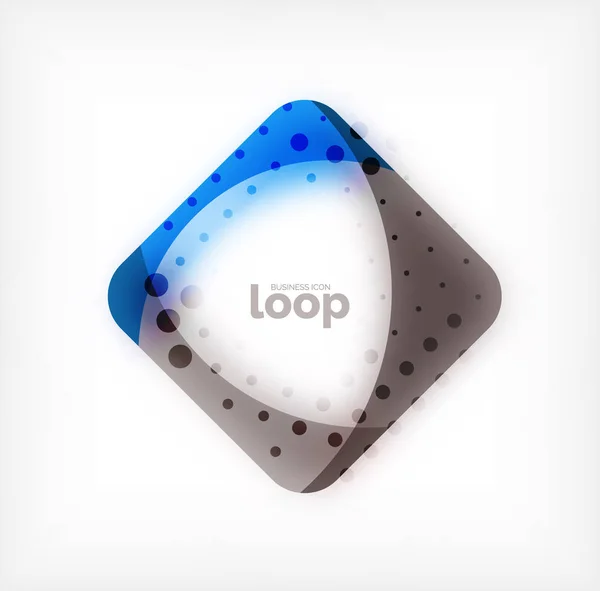 Símbolo de negócio de loop quadrado vetorial, ícone geométrico criado de ondas, com sombra turva —  Vetores de Stock